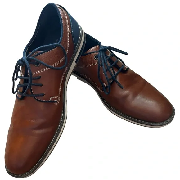 Freeman Men’s Morgan Memory Foam Brown & Navy Dress Shoe Size 8M - Picture 6 of 12